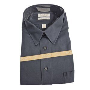 Roundtree & Yorke Men Dress Shirt Gold Label Black Slim Fit Size 18.5 38-39  (64